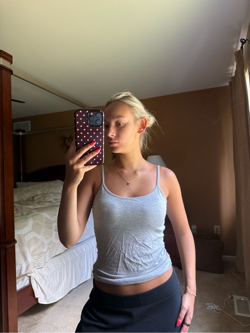 Women's Light Gray Spaghetti-Strap Tank Top